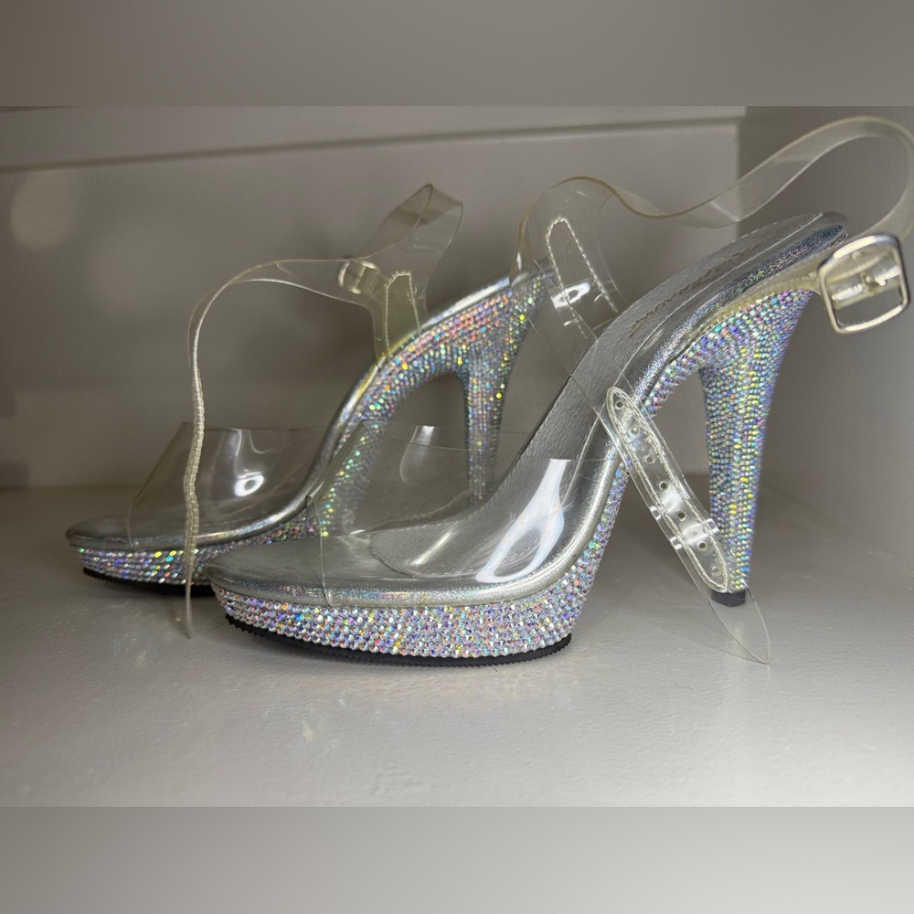 Elegant Clear Rhinestone Heels